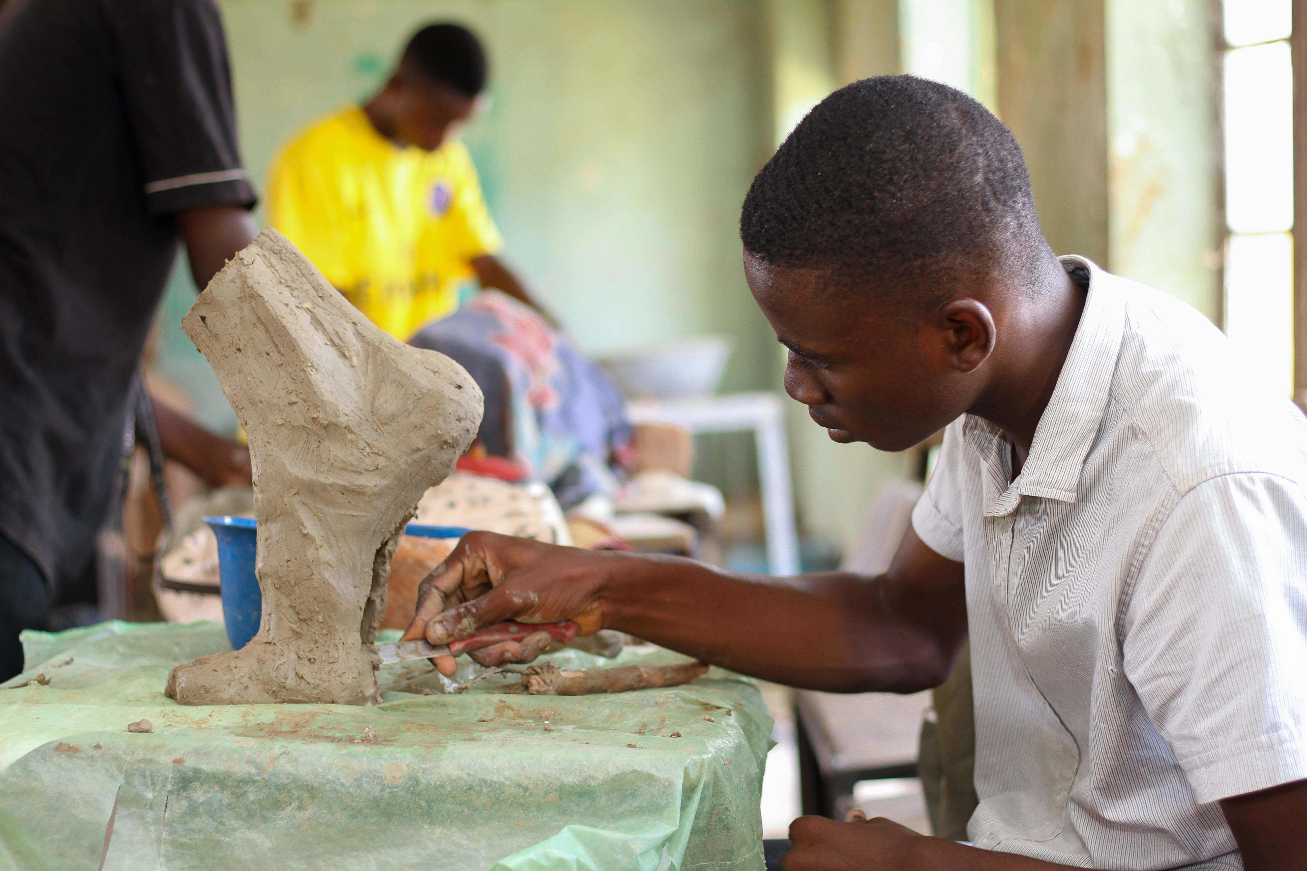 Student working on a fine art project